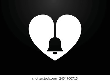 Creative love bell logo design template, Heart with love logo