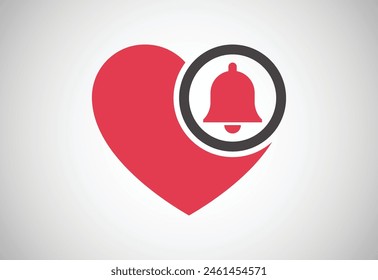 Creative love bell logo design template, Heart with love logo