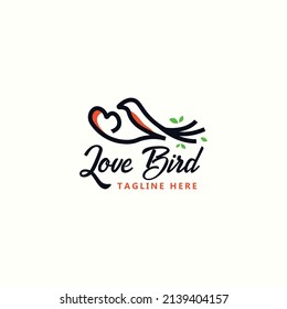 Creative Love Bird Logo Vector Design Illustration With Typography, Modern And Overlay Styles. Simple Nature Bird And Bird Logo Design Vector Ideas Concept For Community, Business And Corporate.