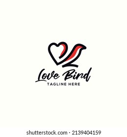 creative love bird logo vector design illustration with modern, simple and overlay styles. elegant love bird logo vector design template inspiration isolated on white background.