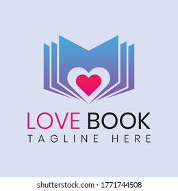 Creative love book vector logo design template