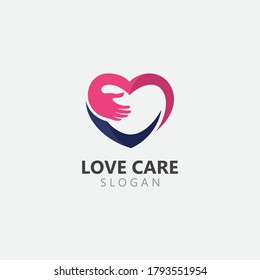 Creative Love and Care Logo Design inspiration Template