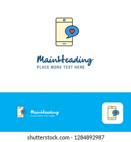 Creative Love chat Logo Design. Flat color Logo place for Tagline. Vector Illustration