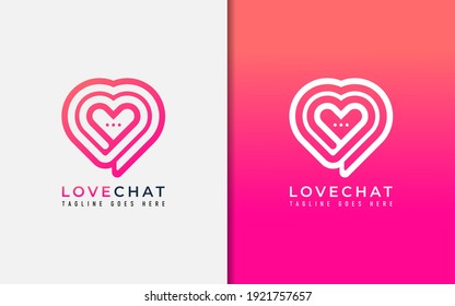 Creative Love Chat Logo Design. Abstract Love Shape Made From Modern Lines. Vector Logo Illustration.