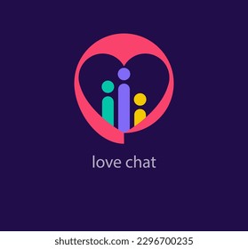 Creative love chat logo design. Unique design color transitions. Heart logo template in unique speech. vector