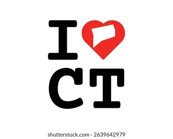creative i love Connecticut design, vector illustration, isolated on transparent background
