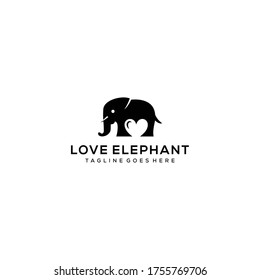 Creative love elephant logo style design template illustration