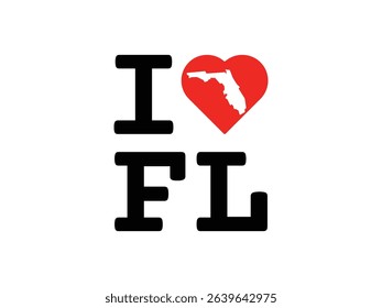 creative i love Florida design, vector illustration, isolated on transparent background