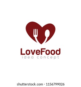 Creative Love Food Concept Logo Design Template 