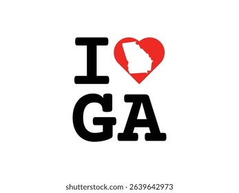 creative i love Georgia design, vector illustration, isolated on transparent background