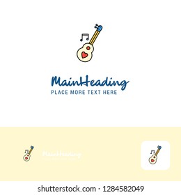 Creative Love guitar Logo Design. Flat color Logo place for Tagline. Vector Illustration