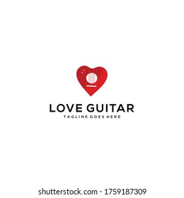 Creative love guitar sign Concept logo design template 