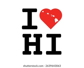 creative i love Hawaii design, vector illustration, isolated on transparent background