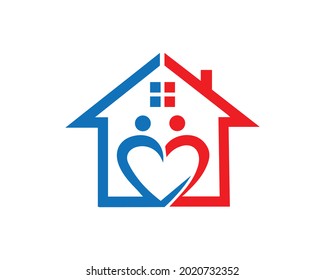 Creative Love home logo design, home care template Design.