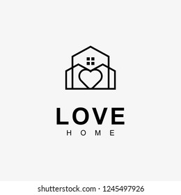 creative love home logo minimal detailing with clean background. Vector logo template for property and business corporate.