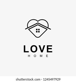 creative love home logo minimal detailing with clean background. Vector logo template for property and business corporate.