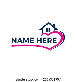 Creative love house icon logo design color editable vector illustration