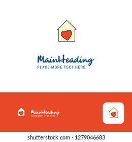 Creative Love house Logo Design. Flat color Logo place for Tagline. Vector Illustration