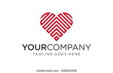 Creative love line for heart logo design concept