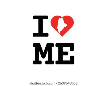 creative i love Maine design, vector illustration, isolated on transparent background