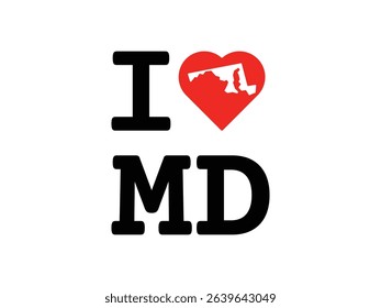 creative i love Maryland design, vector illustration, isolated on transparent background