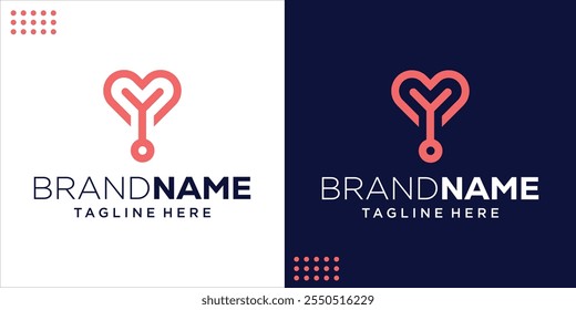 Logotipo médico do amor criativo, Inspiração de design, Ilustração, Vetor
