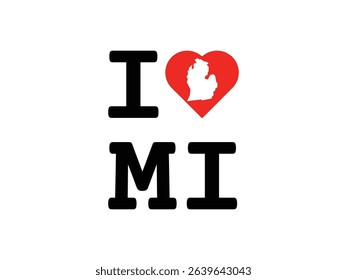 creative i love Michigan design, vector illustration, isolated on transparent background