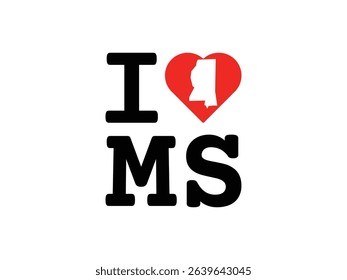 creative i love Mississippi design, vector illustration, isolated on transparent background