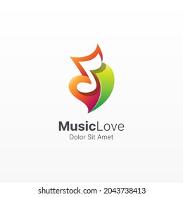Creative love with music note logo