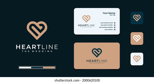 Creative love natural or heart logo design template. white line art style. logo and business card design.