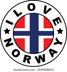 Creative I Love Norway design tipográfico com o elemento bandeira norueguesa, perfeito para vestuário, canecas, presentes de viagem, cartazes, adesivos e produtos digitais que celebram o orgulho norueguês.