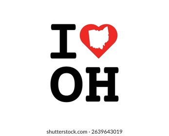creative i love Ohio design, vector illustration, isolated on transparent background