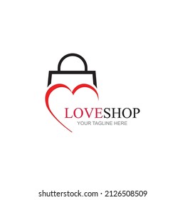 Ilustración del icono vectorial del logotipo de la compra de amor creativo