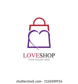 Ilustración del icono vectorial del logotipo de la compra de amor creativo