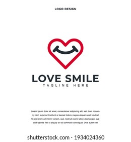 Creative Love Smile icon logo design vector illustration. World Happiness Day with hearth and smile symbol logo design color editable