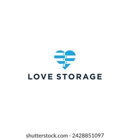 Creative Love Storage logo design vector illustration template