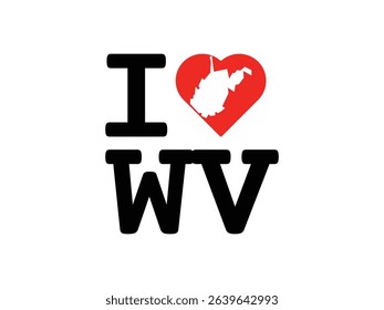 creative i love West Virginia design, vector illustration, isolated on transparent background