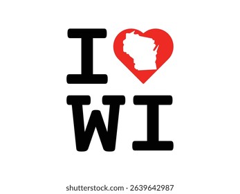 creative i love Wisconsin design, vector illustration, isolated on transparent background