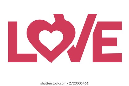 Creative love word icon with heart symbol for romantic wedding celebration card