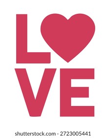 Creative love word typography with heart symbol for valentines day celebration card