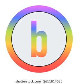 Creative Lowercase Letter b symbol with rainbow gradient and dual circular design. Light gray background gives it a bright, modern, and professional appearance.