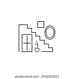 Creative lumber room icon line art vector illustration.