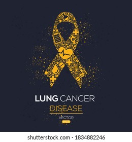 Creative (Lung Cancer) disease Banner Word with Icons ,Vector illustration.	