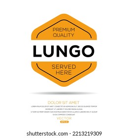 Creative (Lungo) drink, Lungo sticker, vector illustration.