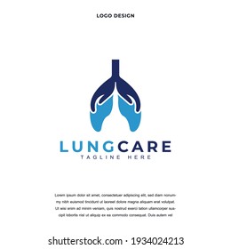 Creative lungs care with hand icon logo design color editable vector illustration