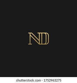 Creative luxruy classic unique artistic black and golden color ND DN N D initial based letter icon logo.