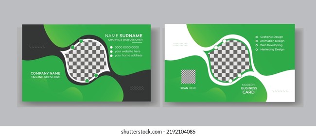 Creative luxurious Professional Business Card Design or green and white editable background personal Profile presentation template