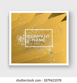 Diseño creativo de cuadros lujosos y ricos de carátulas pintan chapa dorada, ilustración vectorial de brillo dorado. Invitación de plantilla abstracta amarilla. Fondo de la tarjeta de saludo con forma geométrica de patrón rayado