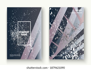 Diseño creativo lujoso y rico de marco de carátula pintura plateado, ilustración vectorial de brillo gris. Invitación de plantilla abstracta gris azul. Fondo de la tarjeta de saludo con forma geométrica de patrón rayado