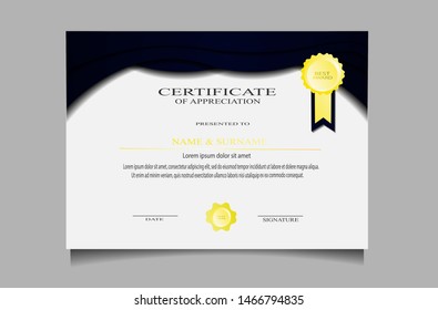 creative luxury abstract certificate appretiation award template with modern design. Blue and golden colors.